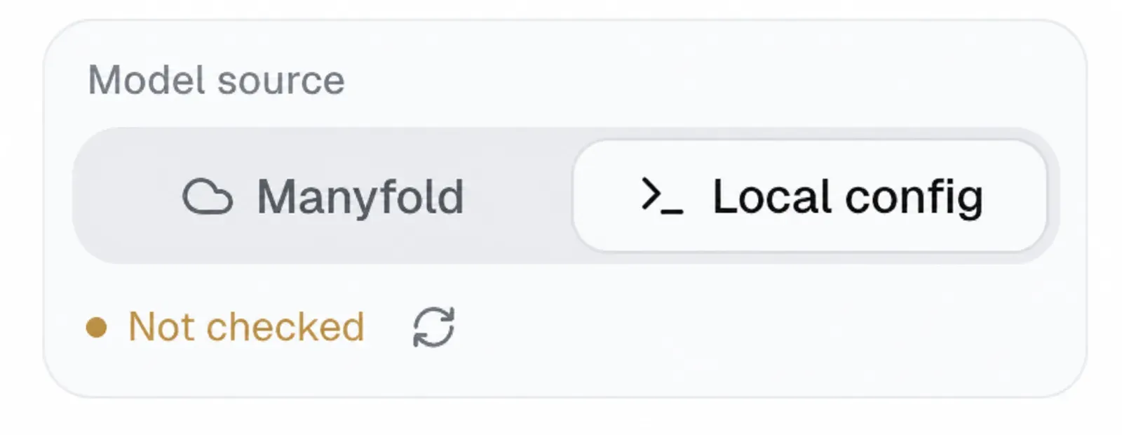 The Local config model source with an option to check the local configuration