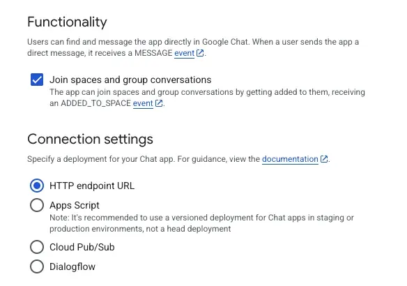 The Connection settings section with HTTP endpoint URL selected